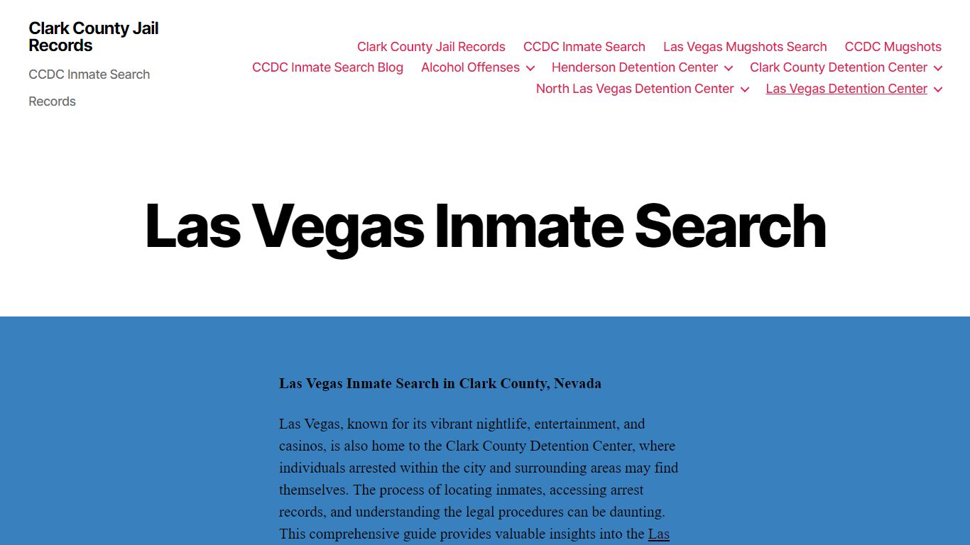 Las Vegas Inmate Search - Clark County Jail Records